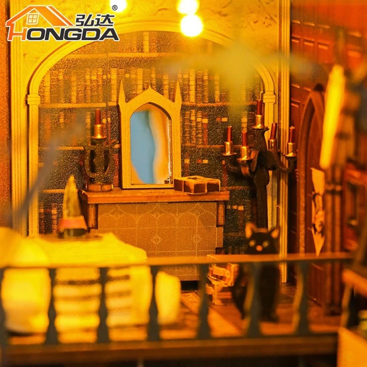Hongda Magic Book Nooks Diorama Book Nook Miniature Kit Building Assembly Model Diy Doll House Kit Study Decoration Wooden Toys